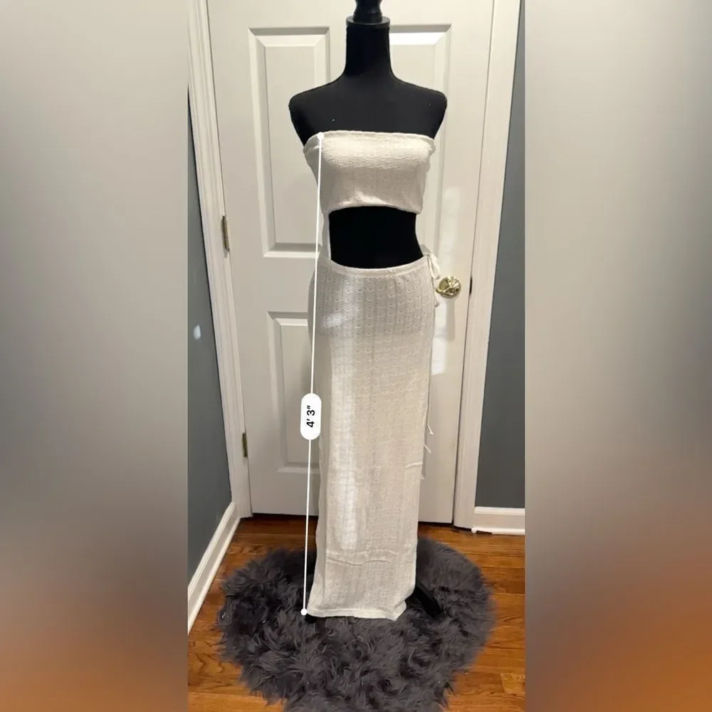Cream Crochet bandeau cut out maxi beach dress in US size 6